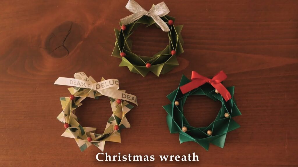 折り紙クリスマスリース【Origami Christmas wreath】
