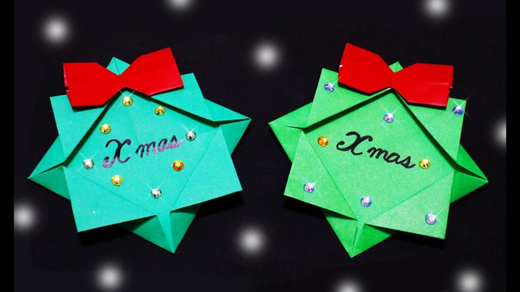 【クリスマス・折り紙】クリスマスリースの作り方 Make a Christmas wreath