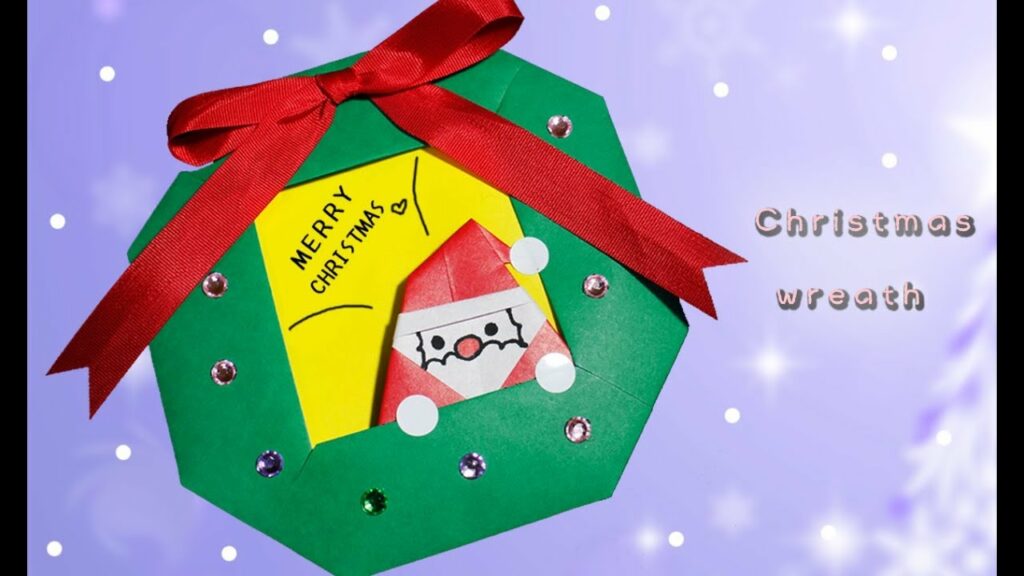 【折り紙】クリスマスリースの作り方(サンタクロース付き)Christmas wreath origami