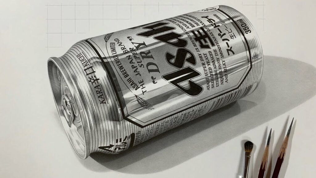鉛筆画 スーパードライ 描いてみた・Pencil Drawing Can of Beer